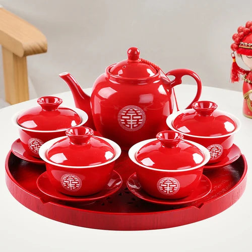 Red Ceramic Tea Set-ToShay.org