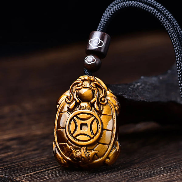 Yellow Tiger Eye Dragon Pendant-ToShay.org