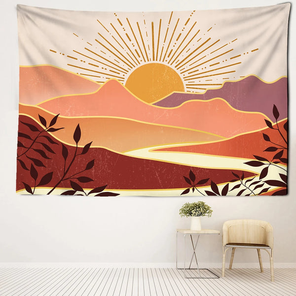 Mountain Sunrise Art Tapestry-ToShay.org