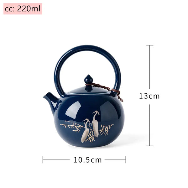 Crane Blue Ceramic Tea Pot-ToShay.org