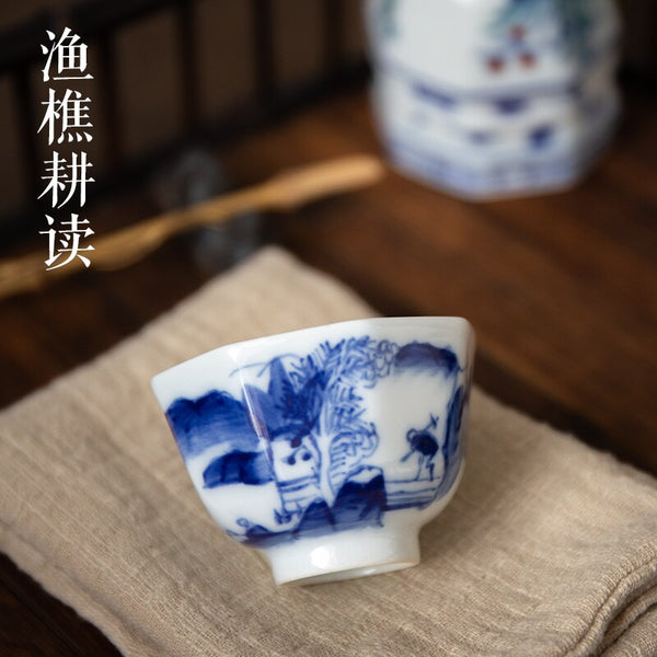 Blue White Ceramic Tea Cups-ToShay.org