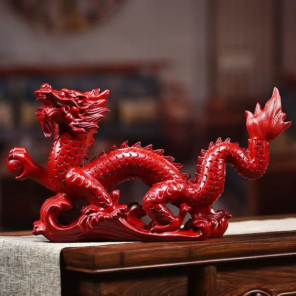 Red Wood Carved Dragon-ToShay.org