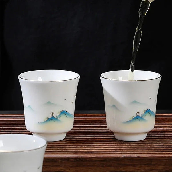 White Painted Porcelain Tea Cup-ToShay.org