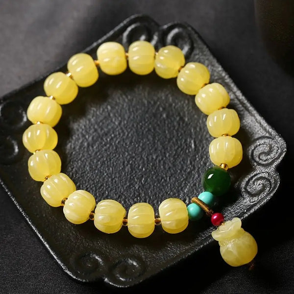 Yellow Beeswax Bead Bracelet-ToShay.org