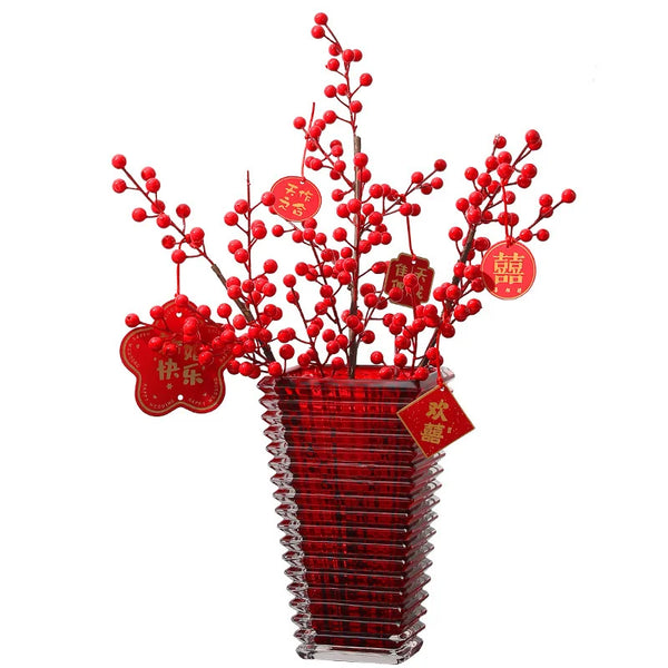 Red Crystal Glass Vase-ToShay.org