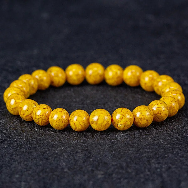 Yellow Cinnabar Bead Bracelet-ToShay.org