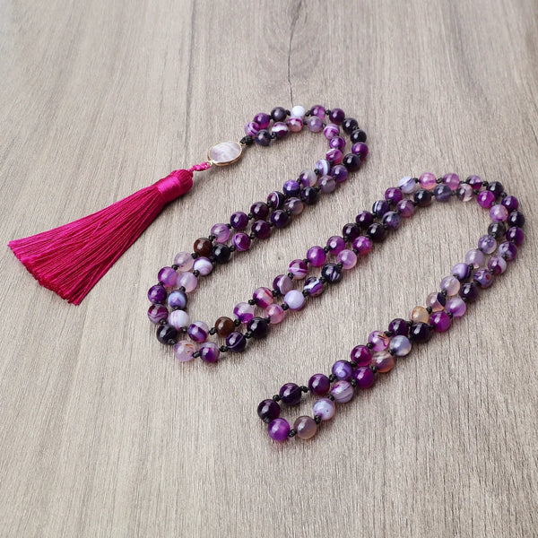 Purple Agate Mala Beads-ToShay.org