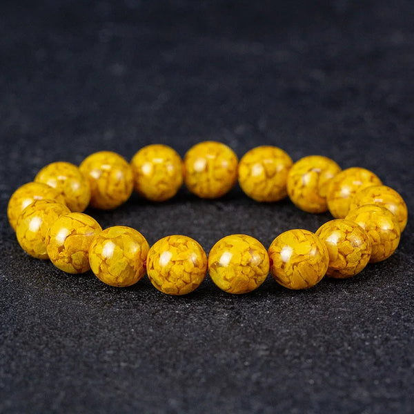 Yellow Cinnabar Bead Bracelet-ToShay.org