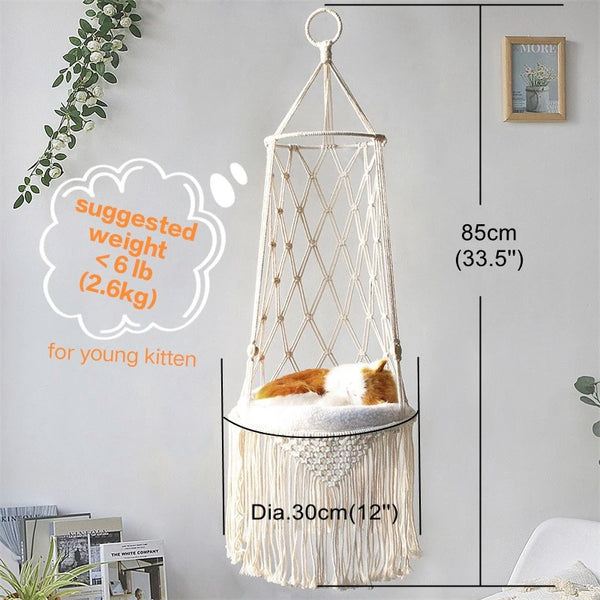 Macrame Hanging Cat Basket-ToShay.org