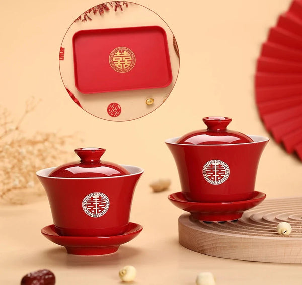 Red Ceramic Tea Bowls-ToShay.org