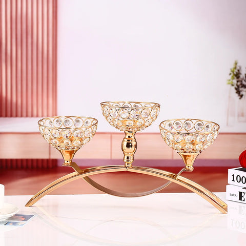 Gold Crystal Bead Candle Holder-ToShay.org