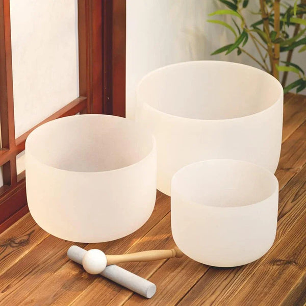 White Frosted Crystal Singing Bowls-ToShay.org