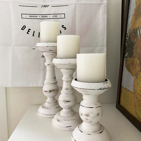 White Wood Candle Stand-ToShay.org