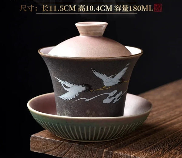 Crane Covered Tea Bowl-ToShay.org