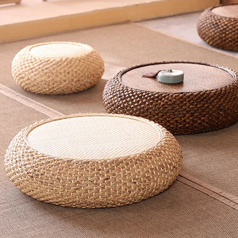 Weave Straw Pouf-ToShay.org