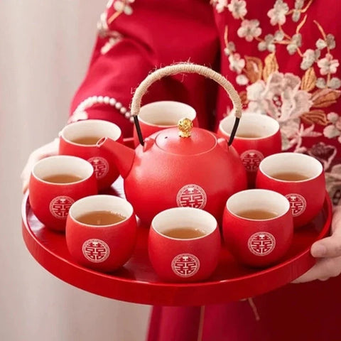 Red Ceramic Tea Set-ToShay.org