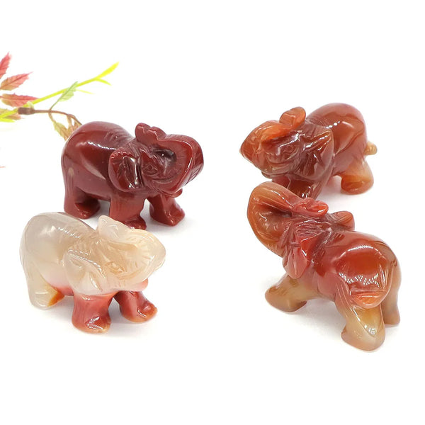 Red Agate Carved Elephant-ToShay.org