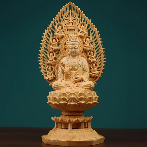 Wood Sitting Lotus Buddha Statue-ToShay.org