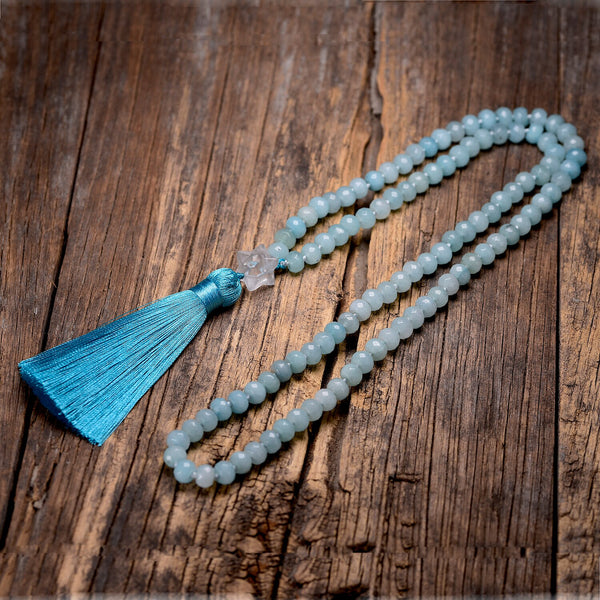 Blue Aquamarine Mala Beads-ToShay.org