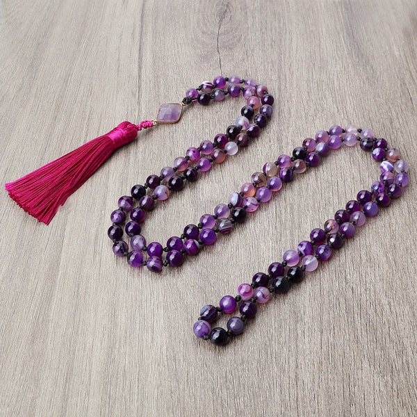 Purple Agate Mala Beads-ToShay.org