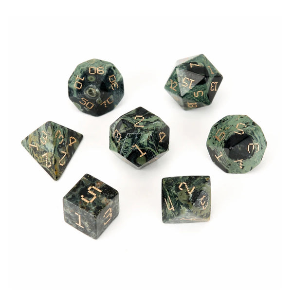 Green Kambaba Jasper Platonic Solid Dice-ToShay.org