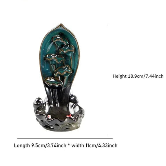 Lotus Fish Waterfall Incense Burner-ToShay.org