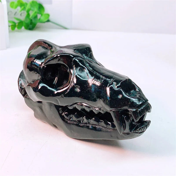 Black Obsidian Dinosaur Skull-ToShay.org