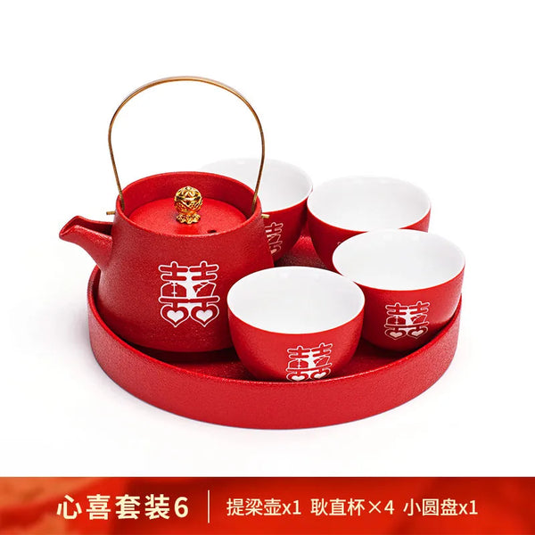 Red Ceramic Tea Set-ToShay.org