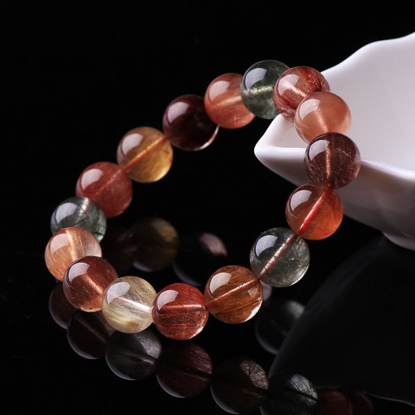 Red Green Rutilated Quartz Bracelet-ToShay.org