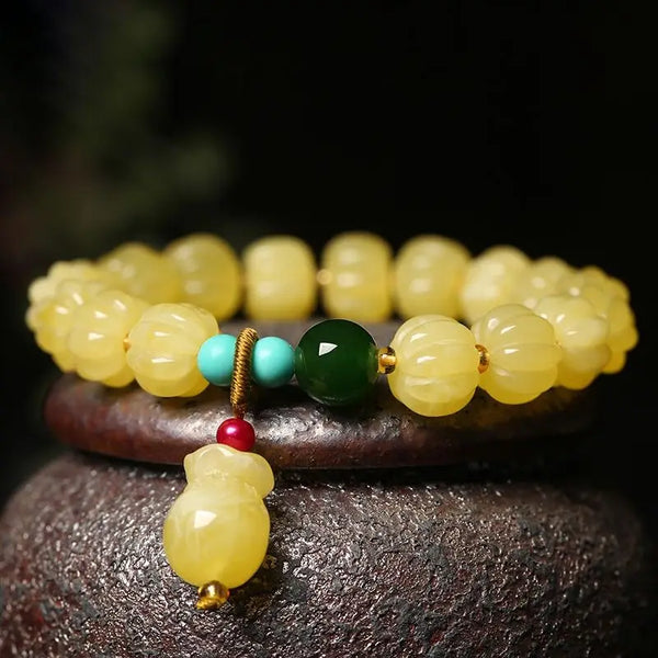 Yellow Beeswax Bead Bracelet-ToShay.org