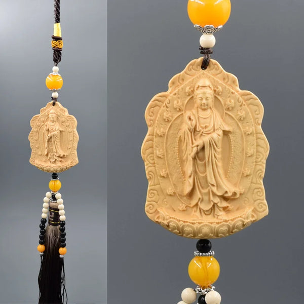 Wood Guanyin Buddha Pendant-ToShay.org