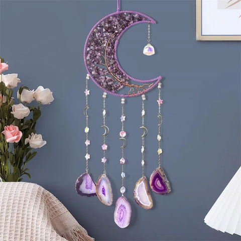 Purple Amethysts Moon Suncatcher-ToShay.org