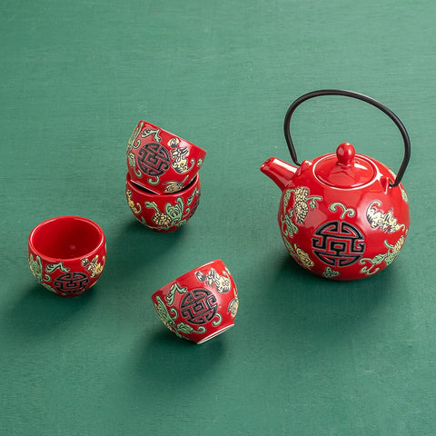 Red Ceramic Tea Set-ToShay.org