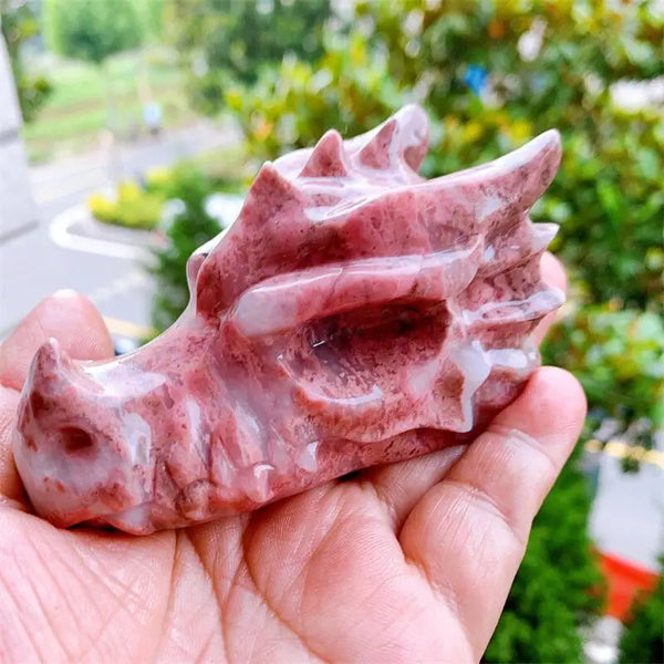 Pink Agate Dragon Head-ToShay.org