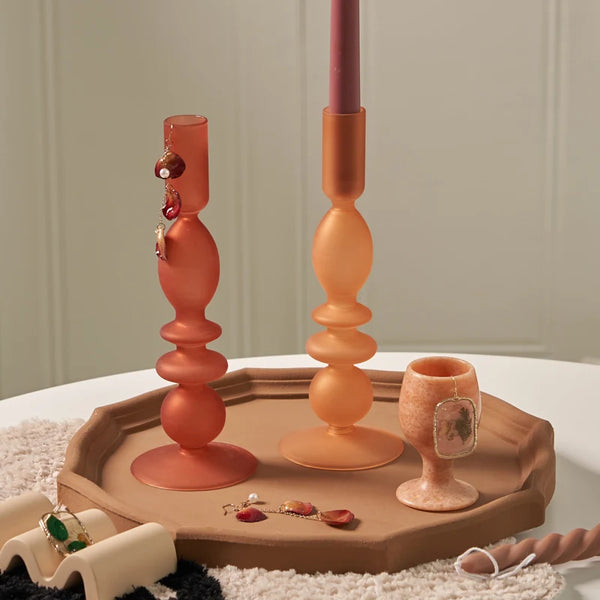 Glass Coloured Candlesticks-ToShay.org