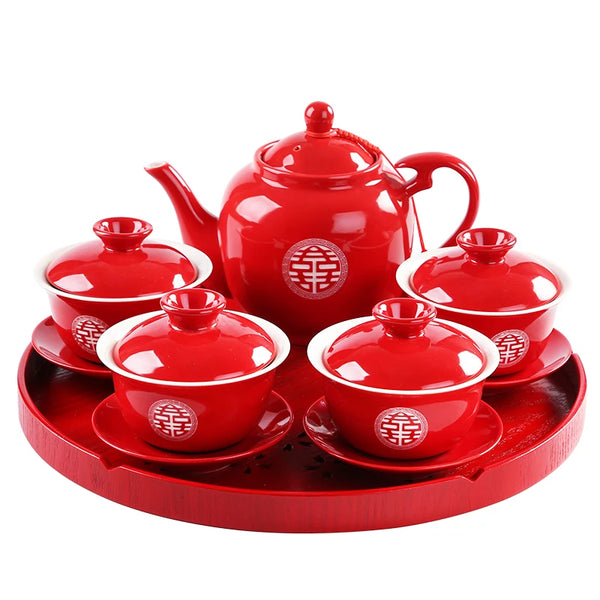 Red Ceramic Tea Set-ToShay.org