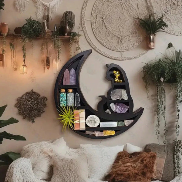 Black Cat Moon Display Shelf-ToShay.org