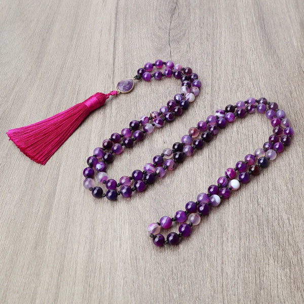 Purple Agate Mala Beads-ToShay.org