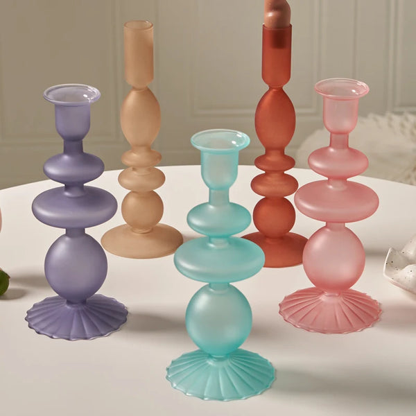 Glass Coloured Candlesticks-ToShay.org