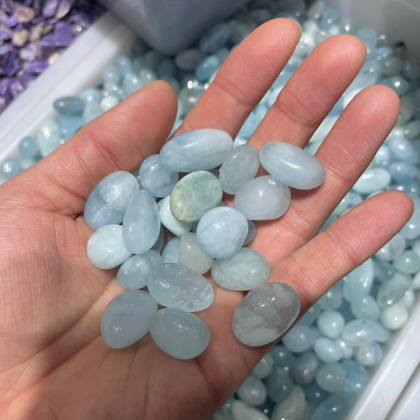 Blue Aquamarine Tumbled Stones-ToShay.org