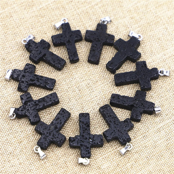 Black Lava Stone Cross-ToShay.org