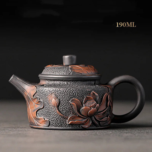 Purple Clay Embossed Teapot-ToShay.org