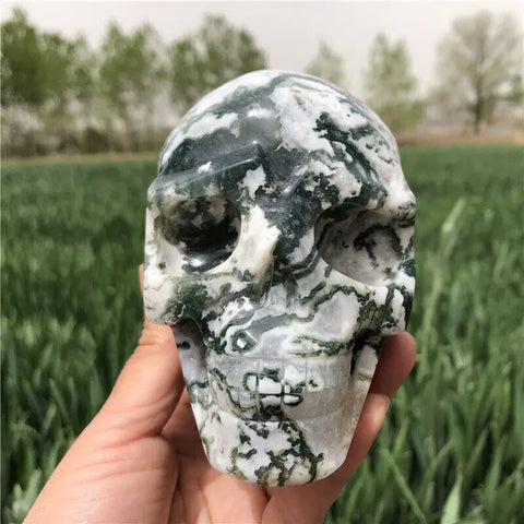 Green Moss Agate Skull-ToShay.org