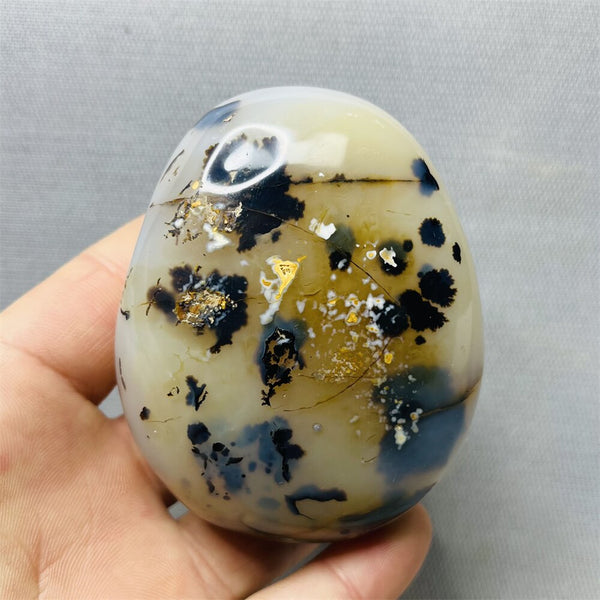 Yellow Milk Sky Eye Agate Palm Stone-ToShay.org