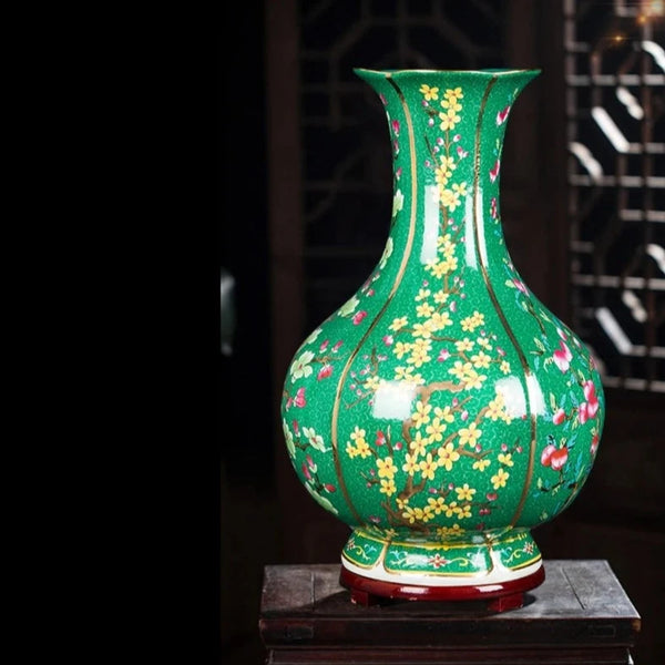 Green Enamel Ceramic Vase-ToShay.org