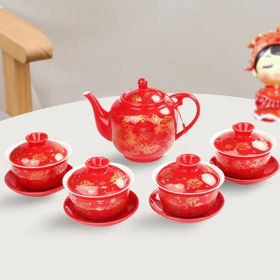 Red Gaiwan Tea Sets-ToShay.org