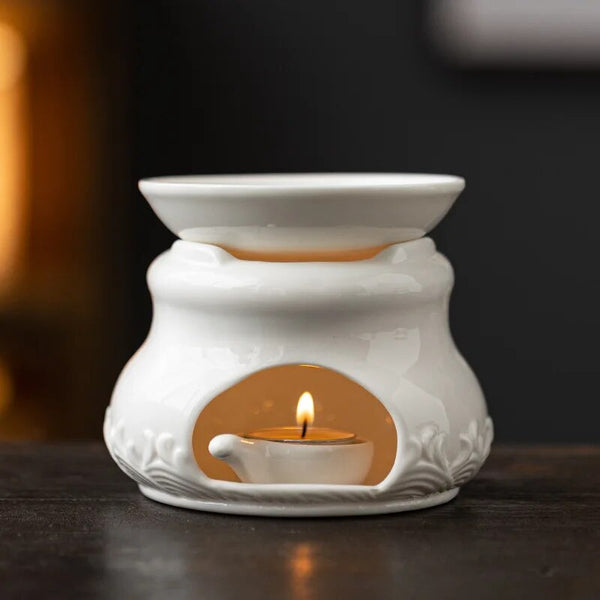 White Ceramic Essential Oil Burner-ToShay.org