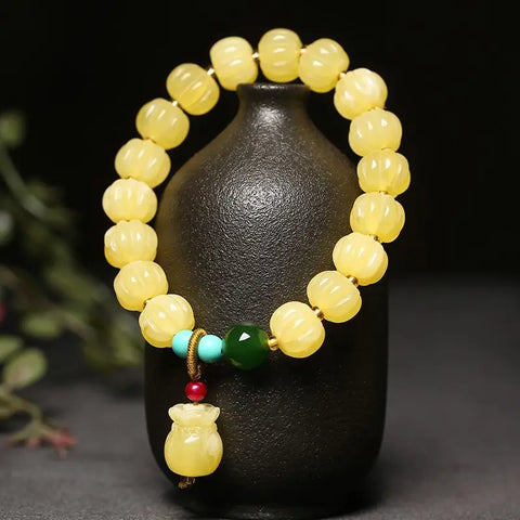 Yellow Beeswax Bead Bracelet-ToShay.org