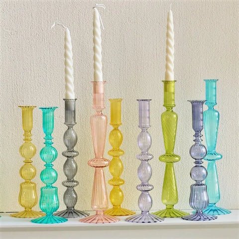 Glass Coloured Candlesticks-ToShay.org