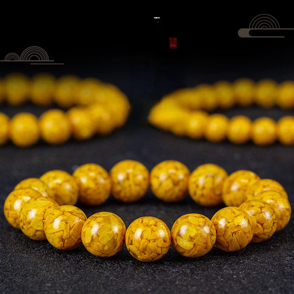 Yellow Cinnabar Bead Bracelet-ToShay.org